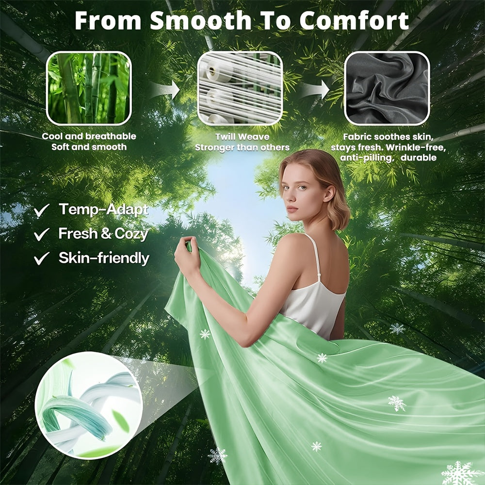 4pcs Bamboo Bed Sheet Set, 2200 TC Cooling Fabric, Bamboo Fitted Sheet Set, Extra 18"-24" Deep Pocket, Cooling & Breathable with Smooth Feel, Queen Size Sheets Ultra Soft for Hot Sleepers, Shrink, Fade Wrinkle Resistant, Hotel Quality Bamboo Sheets