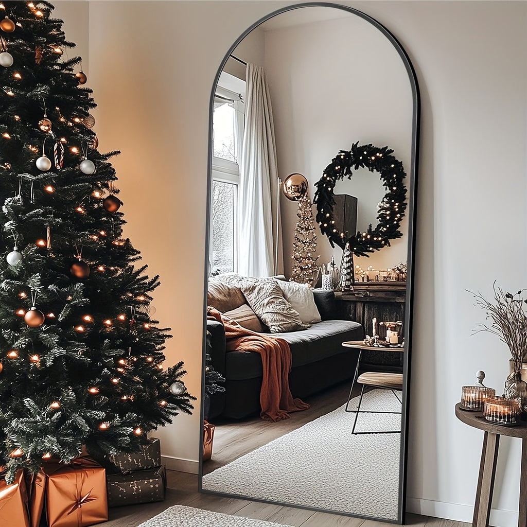 Ladynow Arched Full-Length 58" × 18" Mirror Floor Mirror Freestanding Floor Standing Full Body Rustproof Mirror Stand Wall-Mounted Leaning Design Modern Home Decor Bedroom Living Room Cloakroom Hanging Mounted