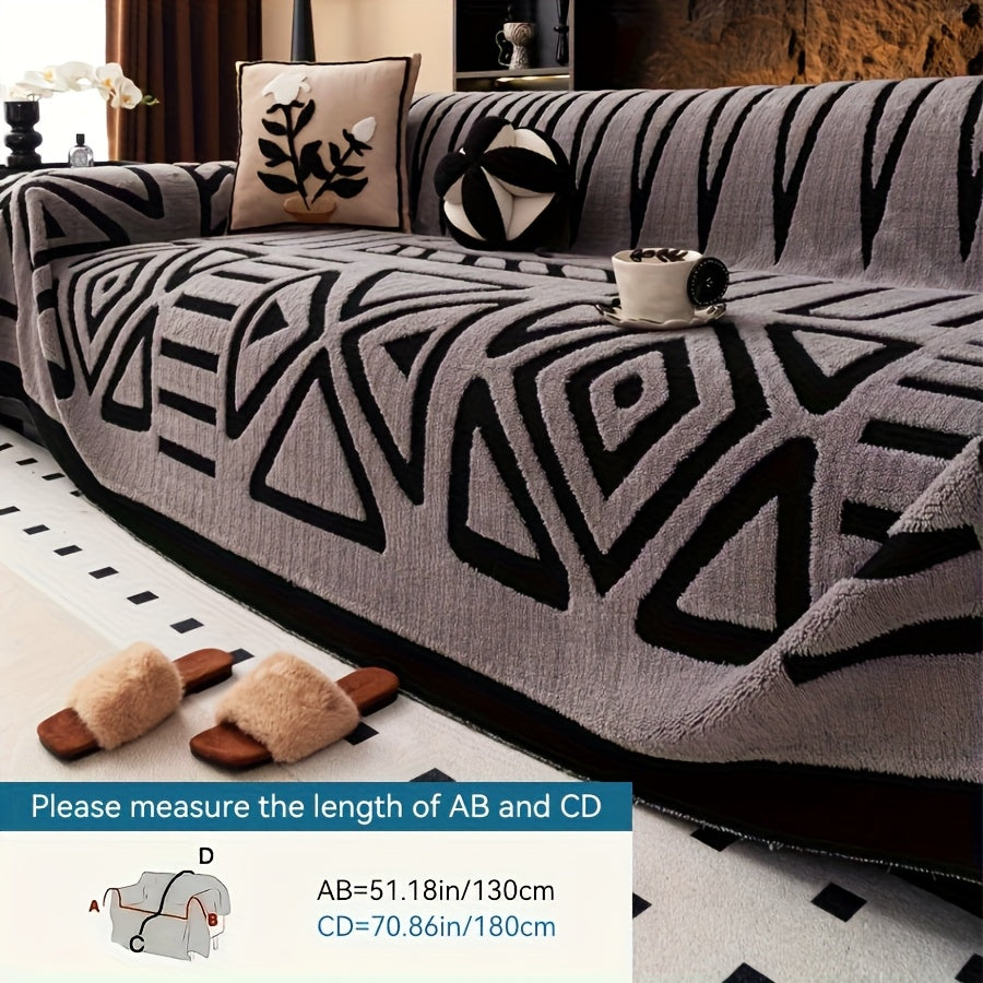 1 New Bohemian Style Sofa Cover Retro Woven Cozy Throw Pet Friendly Slip Resistant Luxury Thick Velvet Couch Cover Machine Washable Soft Plush Decor for Armchair Loveseat 3 Seater 4 Seater Sectional Sofa