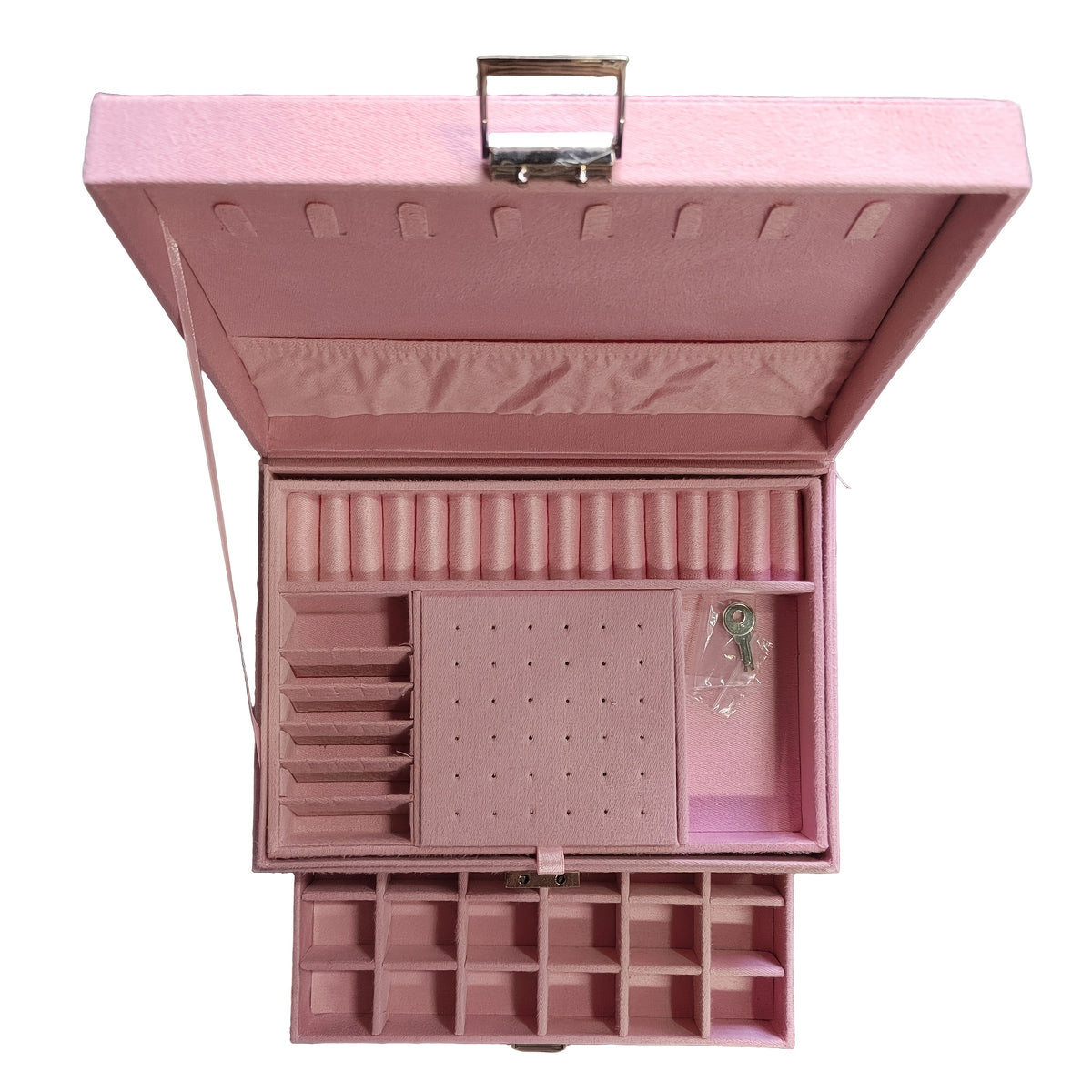 Luxury Velvet Jewelry Organizer Box with Drawers, High-End Jewelry Storage Case, Large Capacity, for Earrings, Rings, Necklaces, Bracelets, Travel Jewelry Organizer Box, Jewelry Boxes
