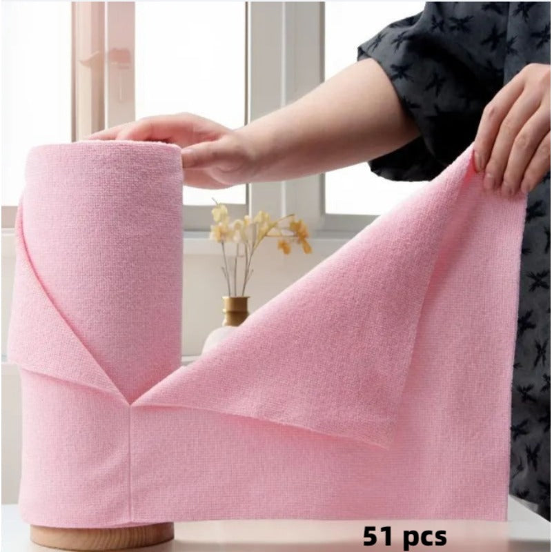 31/51pcs Reusable Microfiber Towels, Tearable Cleaning Wipes, Disposable Napkins, Household Kitchen Rolls, Dish Cloth Replacement, Multi-functional Absorbent Kitchen Rags, Kitchen Supplies, Cleaning Tools