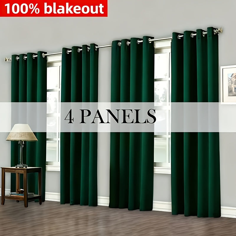 4pcs Set, Easy Blackout Curtains with Film Covering And Rope Loops, Suitable for Bedrooms, Studies, Living Rooms, And Dining Rooms As Blackout And Sun Protection Curtains
