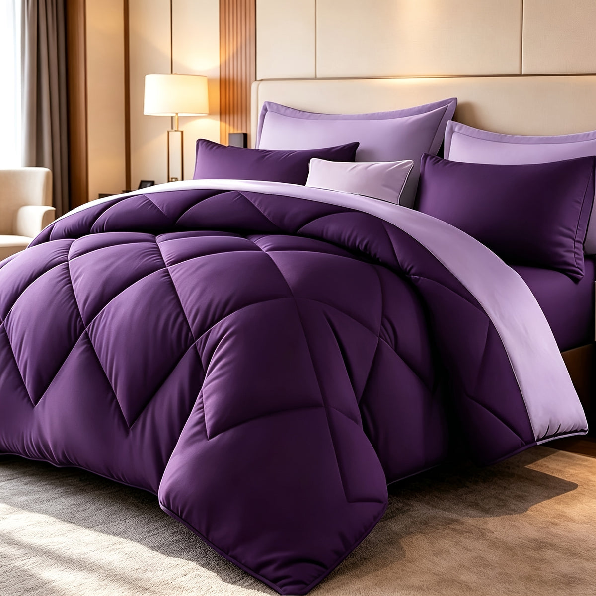2/3pcs Solid Color Diamond Pattern Large And Extra-Large Bed Set Soft Comfortable And Lightweight Fabric Breathable Quilt Easy to Care Equipped with Quilts And Pillowcases Luxurious Quality And Ideal Gift, Random Color