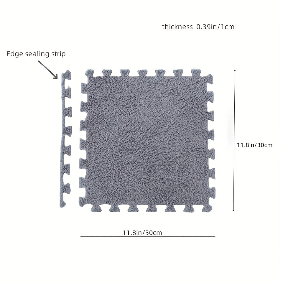 12pcs Interlocking Foam Floor Tiles in Solid Color Gray/White/Black - Soft, Washable, Non-Slip EVA Mats for Bedroom, Living Room, Home Decor, Pet Spaces, And More
