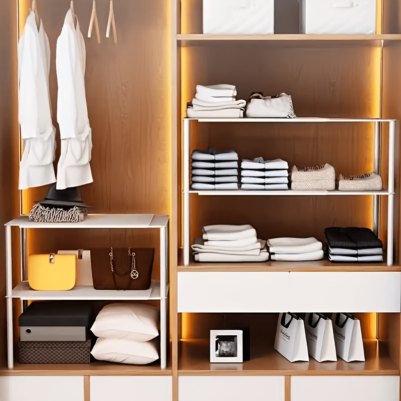 Heavy-duty Adjustable And Expandable Wardrobe Storage Rack-space-saving Stackable Metal Storage Rack, Polished Treatment, Kitchen, Bedroom, Desk Storage Rack, Storage Rack, Sundry Rack, Storage Rack, Kitchen Rack, Kitchen Storage Rack