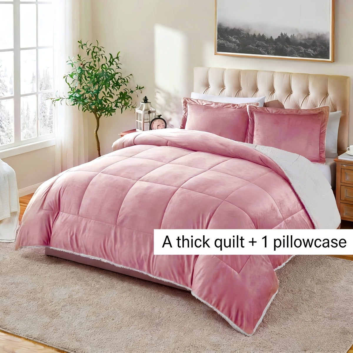 2/3 Pc Sherpa Fleece Blanket for Sofa and Bed, Extra Thick Plush Microfiber, Lightweight Reversible Soft Cozy Warm Luxury Bed Blanket, Single Double Bed Size