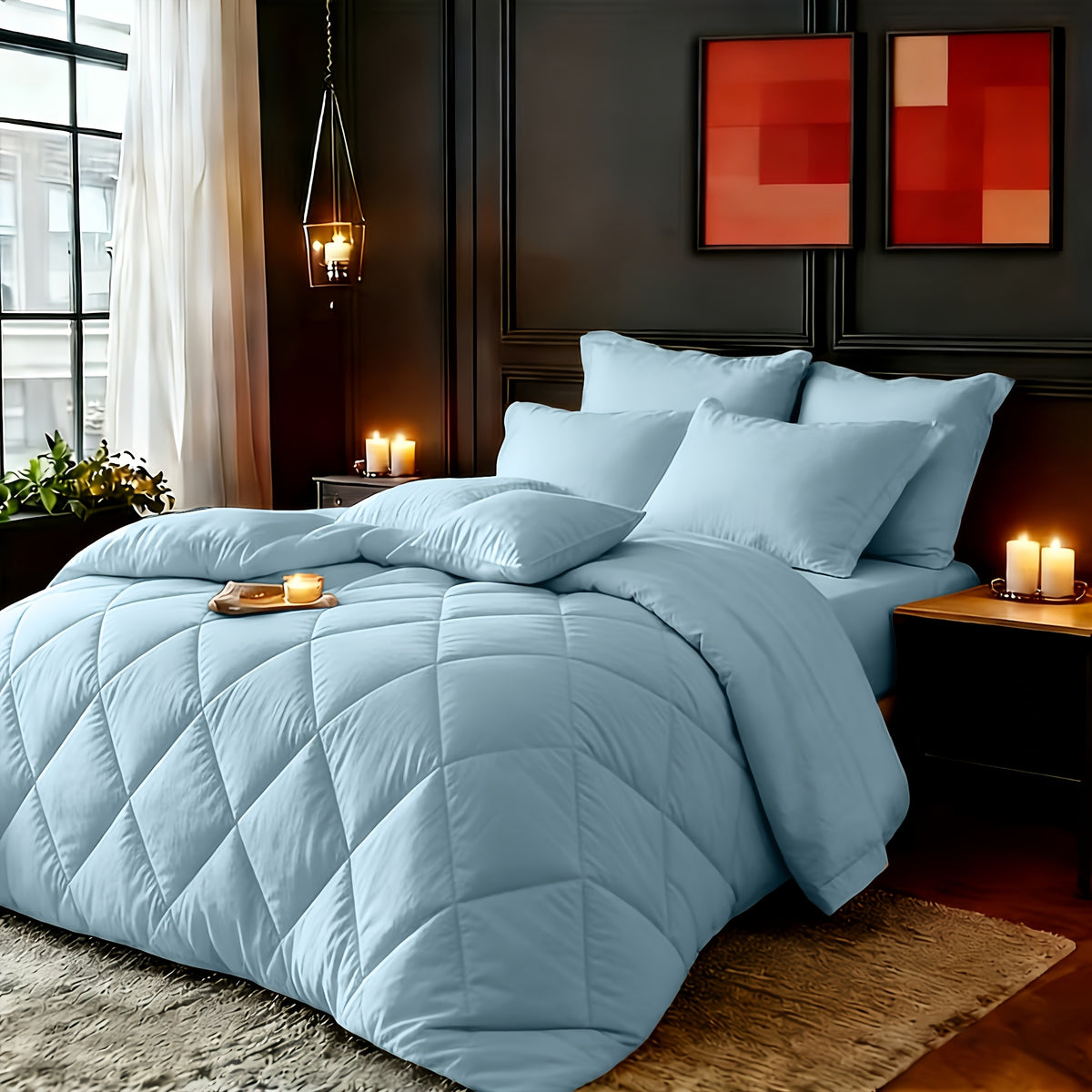 2/3pcs Red/Black Comforter Set Queen King Twin, All Season Comforter, 1Comforter, 1/2Pillowcases, Box Stitch Quilt, Hotel & School Quality Comforter, Home Bedding, Kids Room Decor, Halloween Christmas Holiday Gifts, Random Color
