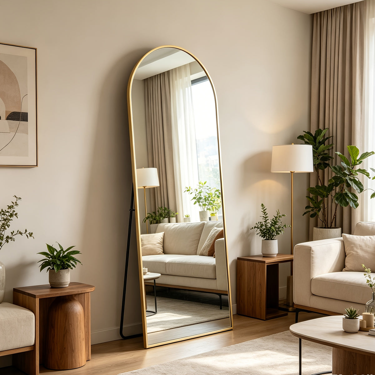 Full Length Floor Mirror, Shatterproof Tempered Glass & Metal Frame, Free Standing or Leaning Dressing Mirror, Circle Vanity Mirrors in Various Sizes Suitable for Home Decor, Bathroom Bedroom Living Room Entryway, Hanging or Leaning