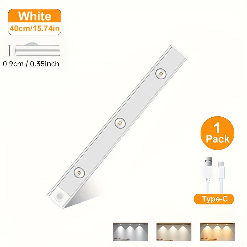 4/2/1pc LED Motion Sensor Under Cabinet Lights, 3 Color Temperatures Wireless USB Rechargeable Night Light, Indoor Closet Lights, Stick-On Anywhere Magnetic Under-Counter Light Fixtures For Kitchen Cabinet Wardrobe Cupboard Stairs.