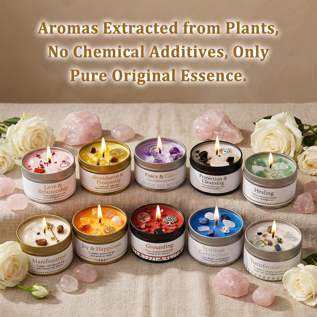 EVODUCK 2pcs/1pc Law Of Attraction Protection Manifestation Candle | Sage Each 3oz/total 6oz Scented Soy Wax Candle With Golden Crystal | For Focus, Meditation, Yoga & Reading | Christmas, New Year, Birthday Gift For Women