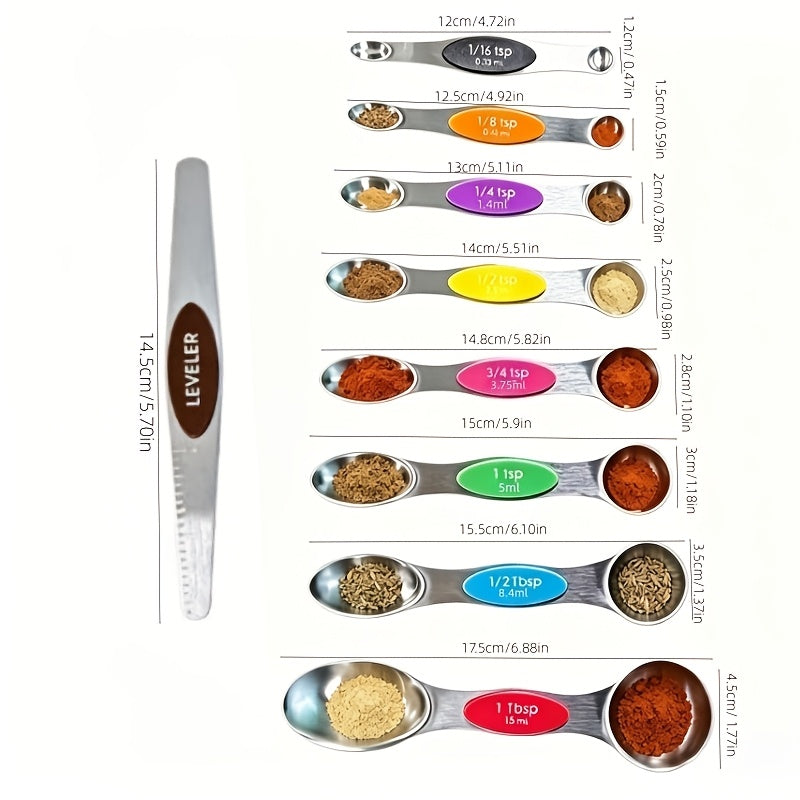 8pcs Measuring Cups/ 9pcs Measuring Spoons/ 17pcs Measuring Cups + Measuring Spoons Are Suitable For Both Dry And Liquid Ingredients - Very Suitable For Kitchen Tools, Kitchen Supplies, And Kitchen Accessories For Cooking And Baking.