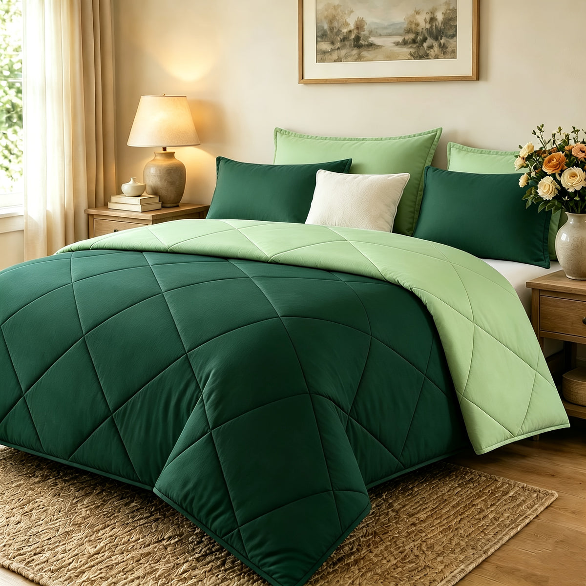 2/3pcs Solid Color Diamond Quilted Large/King Size Bedding, Soft, Comfortable, and Fluffy with Microfiber Filling and Lightweight, Breathable Fabric. Easy to Care for, Warm for All Seasons. Includes Comforter and Pillowcases. Luxurious Quality
