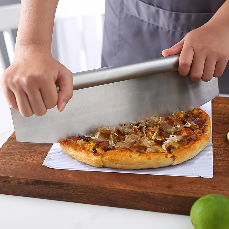 1 Stainless Steel Pizza Cutter, Cheese Slicing, Cheese, Cake Cutter, Half Moon Curved Pizza Shaker, Pizza Spatula, Dough Cutter, Flour Cutter, Baking Tools, Including Knife Cover