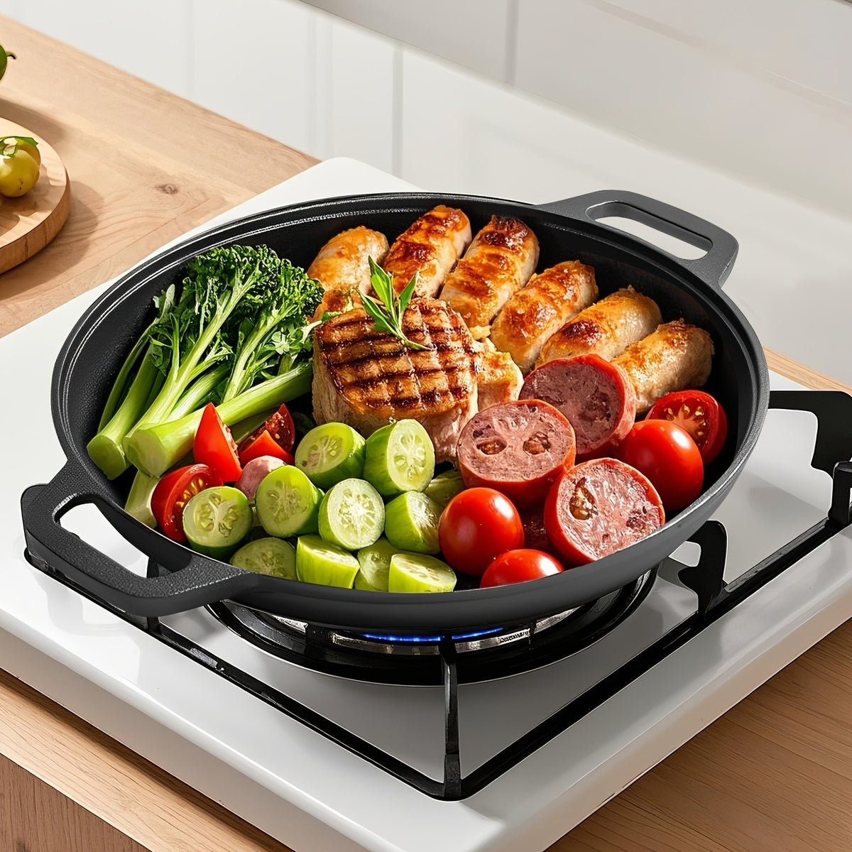 1/2/3pcs Cast Iron Pan, Pre Seasoned, Outdoor Camping Cookware Multifunctional, Non-stick, for Pizza Lovers, Home Kitchens, Outdoor Cooking, Durable, Even-Heating, Versatile, Compatible with All Stoves, Perfect for Home Kitchens And Outdoor Cooking