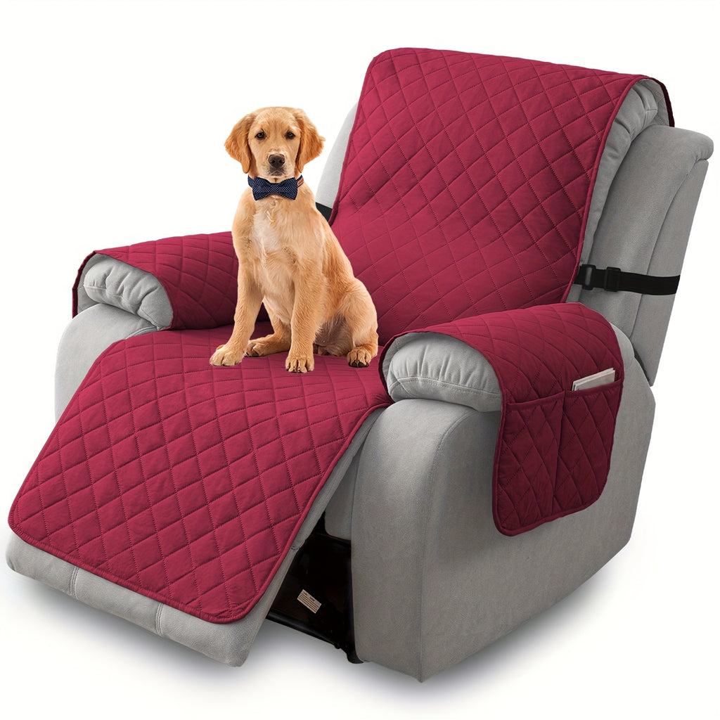 1pc 100% Non-Slip Recliner Chair Cover Sofa Slipcover, Pet Cover for Large Recliner with Elastic Straps, Washable Chair Seat Cover Recliner Chair Furniture Protector, Perfect for Indoor And Outdoor, Halloween, Christmas, Home Decoration
