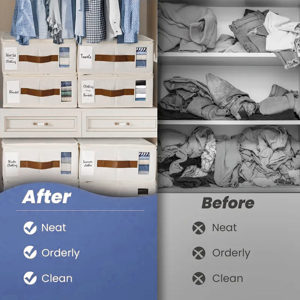 Storage Bed Sheet Organizer, Bed Sheet Storage Boxes And Clothing Storage Boxes, Suitable for Wardrobes, Under Beds, And Closets, Can Store Clothes, Bed Sheets, Down Quilts, Etc, Box with Transparent Window