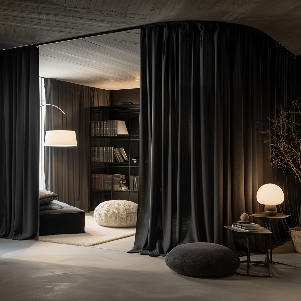 1-Panel Modern Blackout Room Divider Curtain Panel Suitable for Ceiling Track/Rod Pocket Mount, Panel with Hooks, Blocking Floor/Wall Curtain for Doors, Machine Washable for Bedroom/