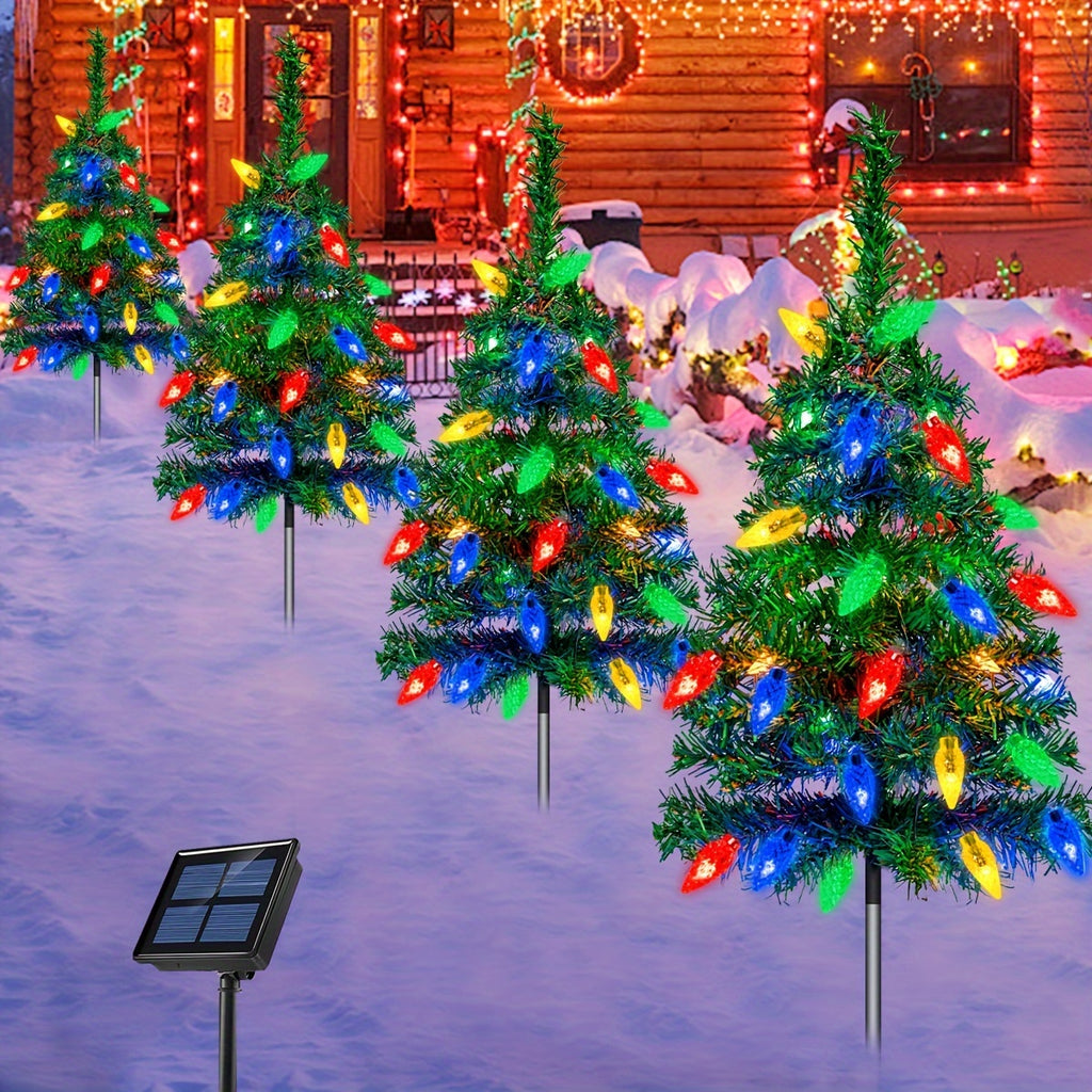 4pcs/ Set Christmas Tree Lights Holiday Decorations, Small Path Lights, Atmosphere Lights, Christmas Decoration Lightsfor Halloween Christmas