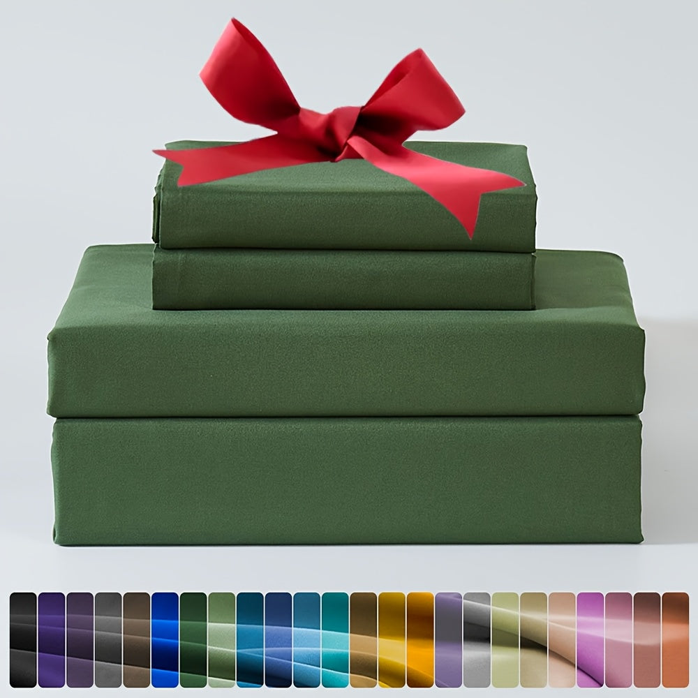 3/4pcs Ultra-Soft Microfiber Queen Size Cool Sheet Set - Hypoallergenic, Breathable with (14" - 17") Deep Pocket, Shrink & Fade Resistant - Includes Flat Sheet, Fitted Sheet, And 1/2 Pillowcases - Ideal for Queen & King Sizes - Gifts, Random Color
