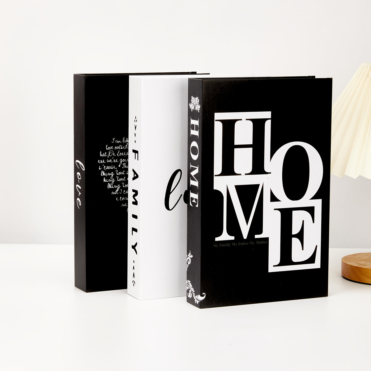3pcs Elegant Black And Decorative Book Set with "HOME FAMILY LOVE" Design - Modern Minimalist Fake Books for Stylish Wall Decor, Home Soft Decoration, And Modern Interior Design, Wall Decor Books|Minimalist Book Set|Classic Style Books, Book Decor