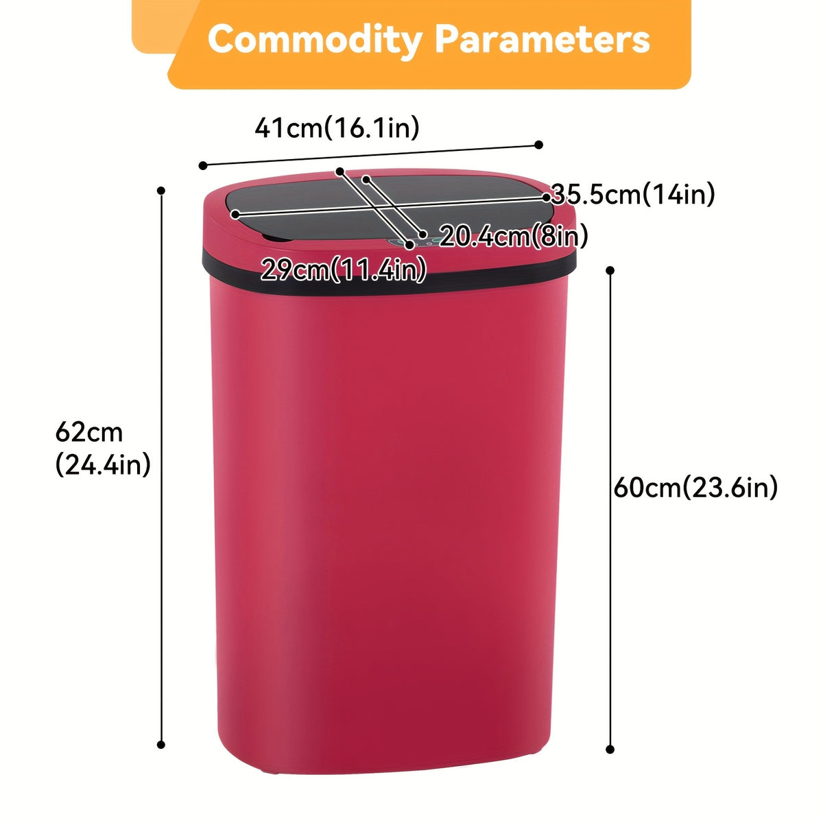 13 Gallon Trash Can Kitchen Waste Bin 50L, Automatic Garbage Can Touchless Motion Sensor, for Office Bedroom Living Room Trash Can