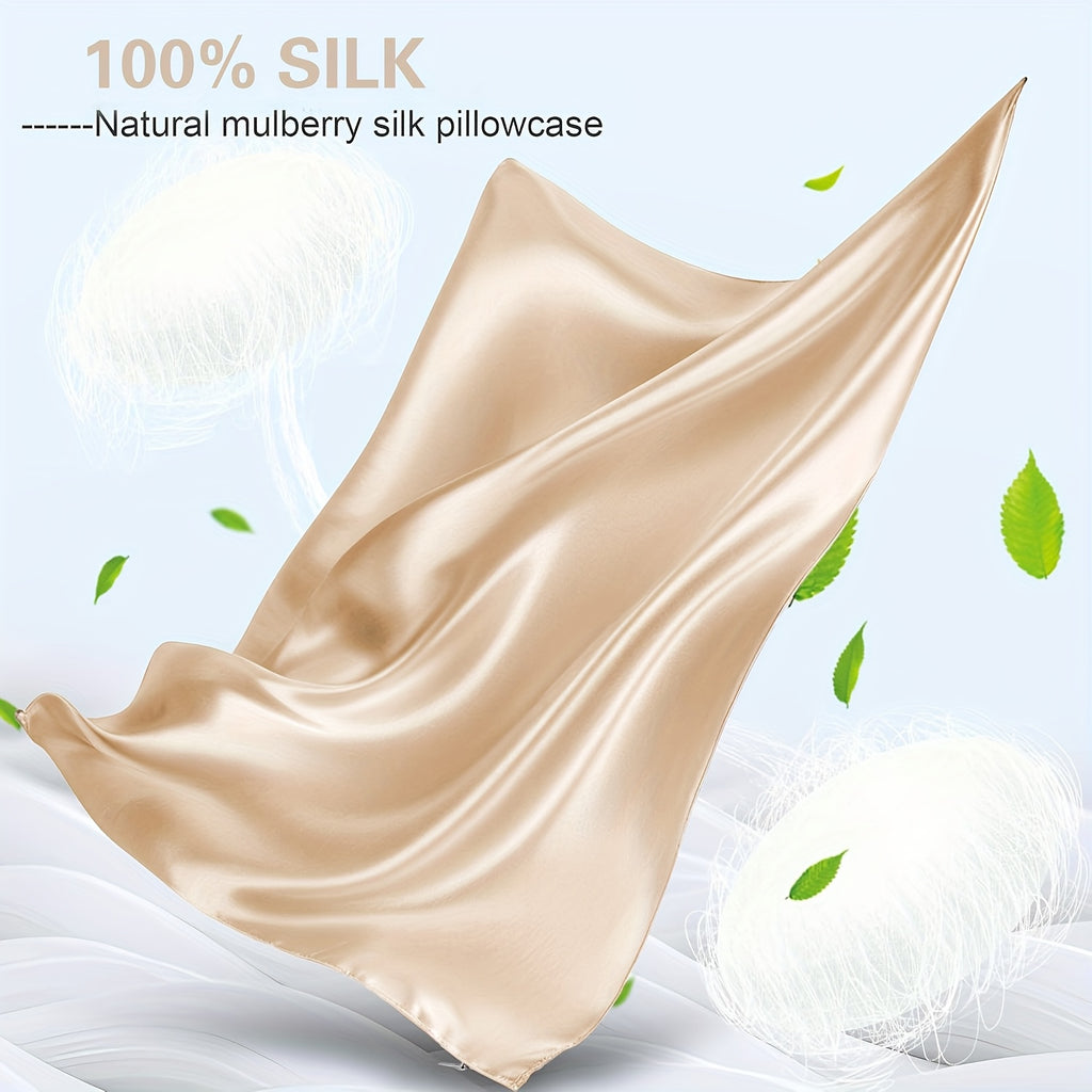 2-Pack 100% Mulberry Silk Pillowcases 400 Thread Count 22 Momme | OEKO- Hypoallergenic & Cooling For Hair & Skin | Zipper Closure, For Home Travel Gift.