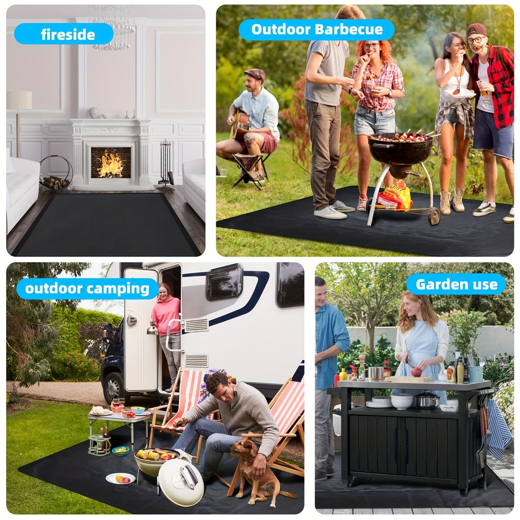 76x 51 Inch Large Grill Mat For Outdoor Grill, Fireproof Waterproof Oil-Proof BBQ Mat For Deck, Patio, Lawn, Or Indoor Fireplace, Easy To Clean Under Grill Protector For Fire Pit And Smoker