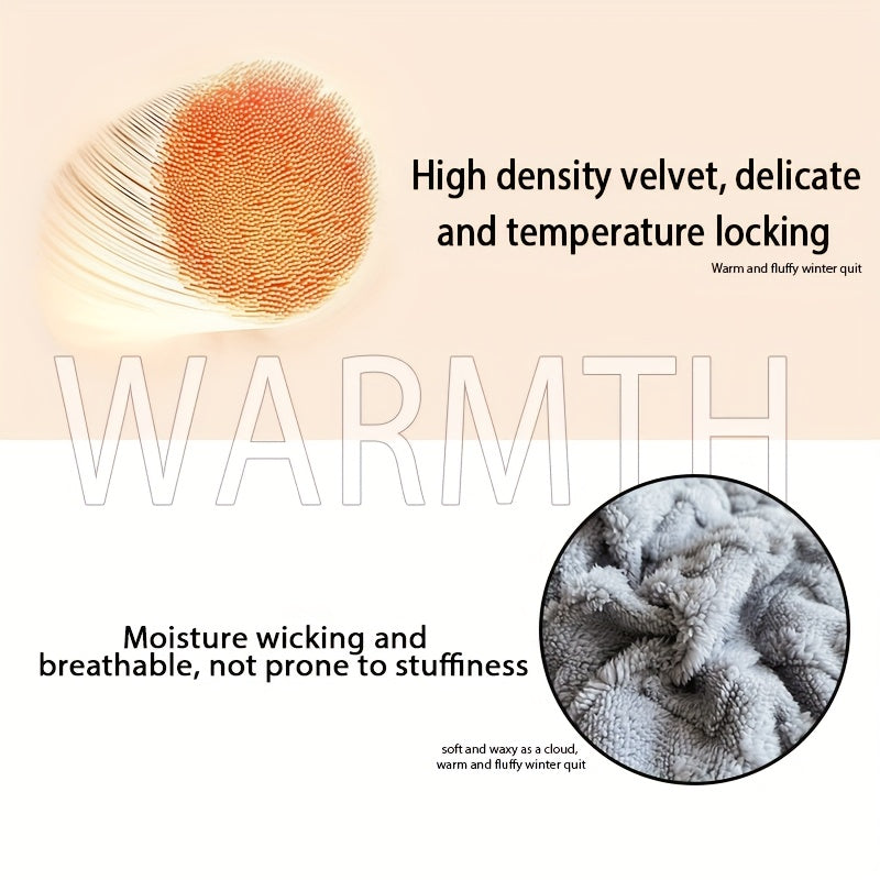 , A Piece Of High-quality Thickened Velvet Blanket, Soft100% Superfine Fiber Filling, Light Beige Soft Polyester Fabric, Suitable For Bedrooms And Hotel Rooms(Pillowcases Are Not Included), Winter Warmth Blanket, Soft And Thick Blanket