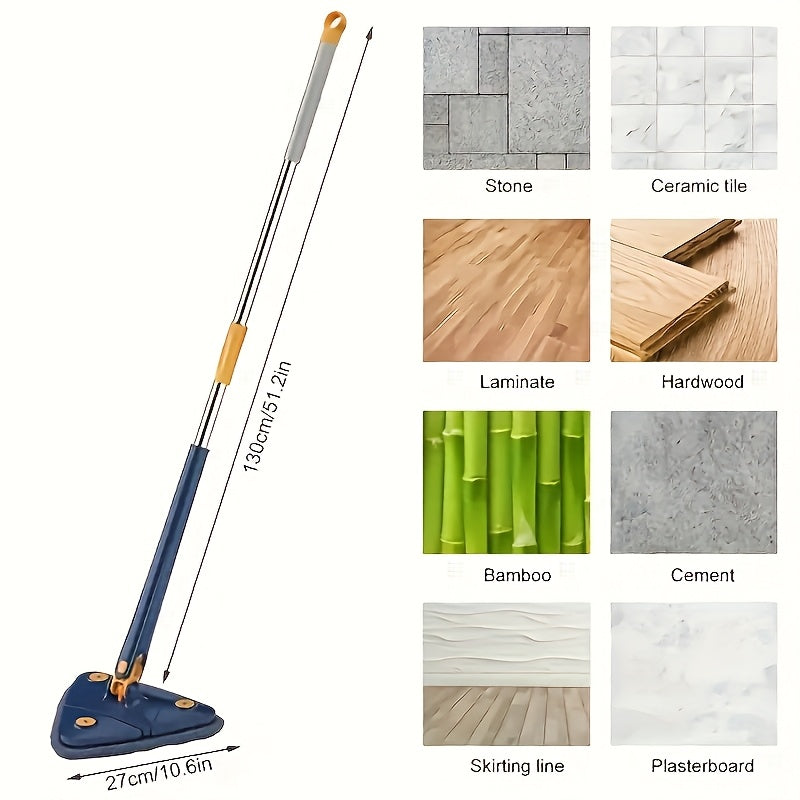 360° Rotating Mop - Hands-Free Wet/Dry Floor Cleaner with Long Handle, Multi-Surface Cleaning for Home, No Battery Required