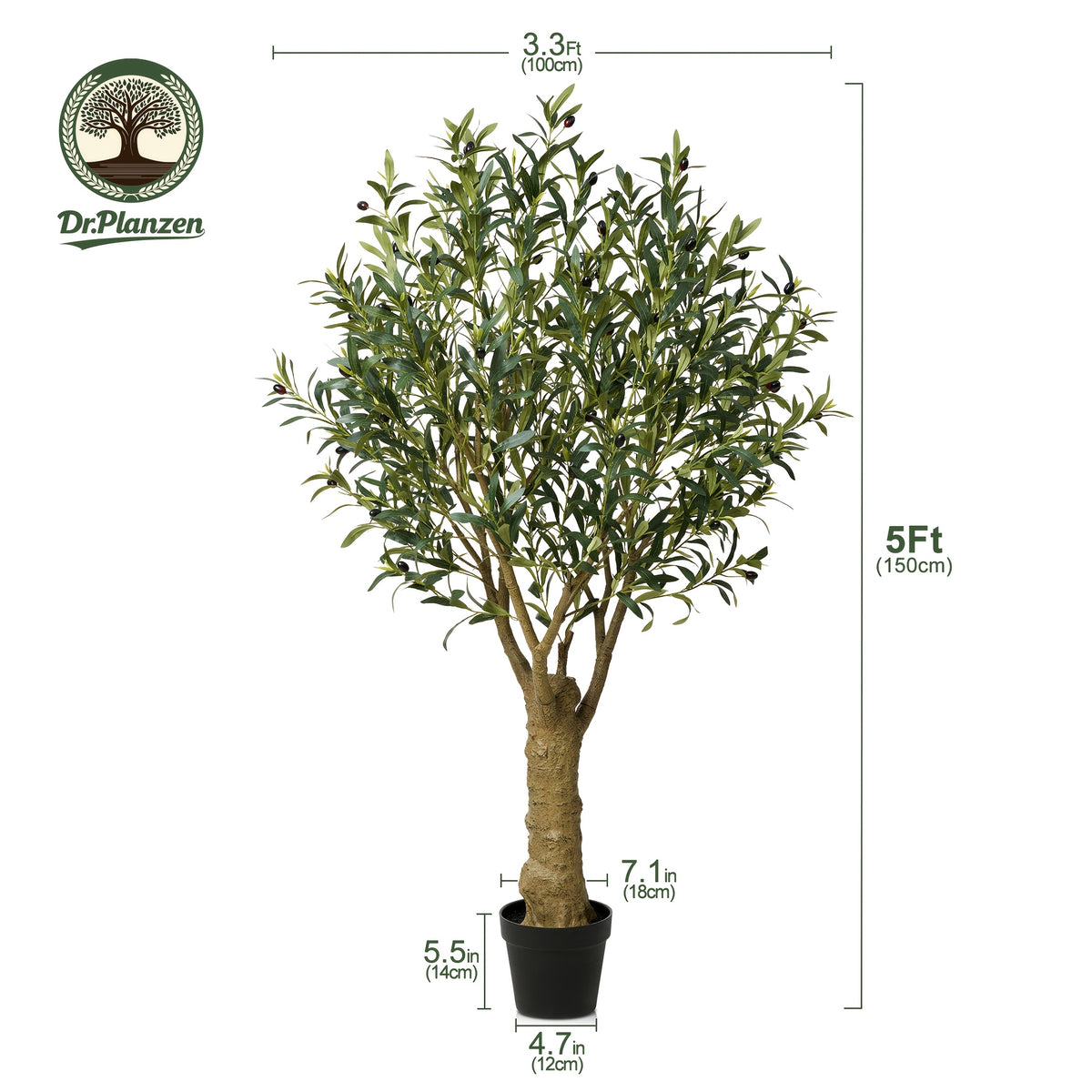 5/6/7/8ft Artificial Olive Tree, Faux Olive Plant with Black Planter, 39/49/54/62 Branches & 1390/2055/2871/4007 Silk Leaves, Perfect for Indoor Home Office Decor, Living Room, Bedroom, And Gift Ideas