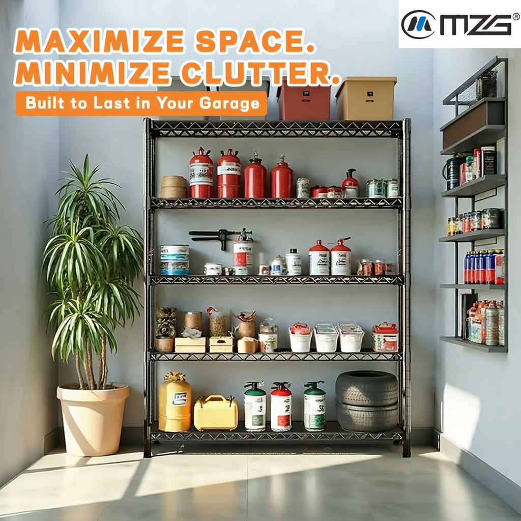 MZG 2000/1600/1000 Lbs 5/4/3 Tier Storage Shelving Steel Heavy Duty Multi-Tier Utility Shelving Unit Steel Organizer Wire Rack For Home, Kitchen, Office, Garage Standing Baker'S Racks, Room Decor Shoe Hat Organizer Bathroom Accessory Dresser Laundry