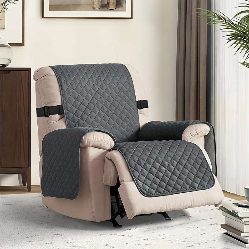 1pc Recliner Sofa Cover, Non-Slip Armchair Protective Slipcover, 100% Polyester, Quilted Design, Machine Washable, Fits Single-Seat Sofas, Modern Style, Mixed Colors, Ideal for Bedroom, Office, Living Room, Home Decor, Sofa Protection Cover | Quilted Text