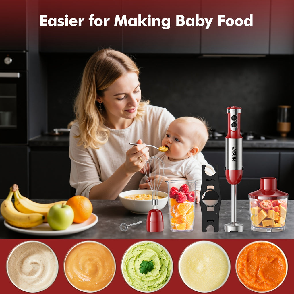 5-in-1 Handheld Mixer, With Attachments - Whisk, Measuring Cups, Heavy Duty Motor, Meat Chopper, Kitchen Must Haves, Immersion Blender