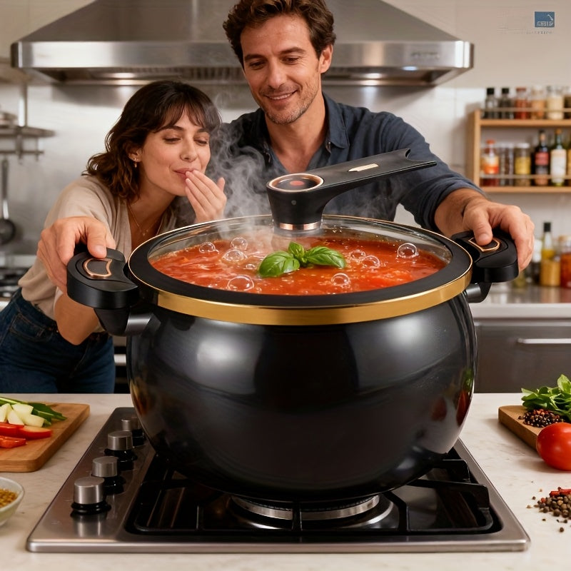 Large Capacity 8.45QT Non-Stick Stockpot with Twist Lock Handle - Heavy-Duty Ceramic Construction, Induction And for Gas Stove Compatible, for Home, Restaurant, Ollas Para La Cocina