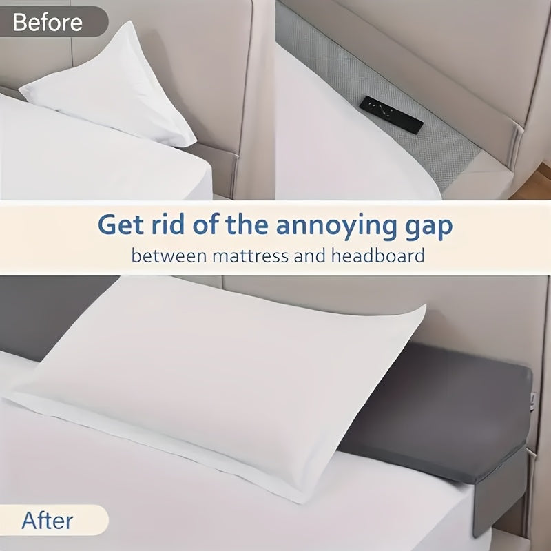 Mattress Gap Filler Pillow with Removable Cover, Triangular Headboard Bed Wedge in White or Grey for Twin, Full, Queen and King Bedrooms