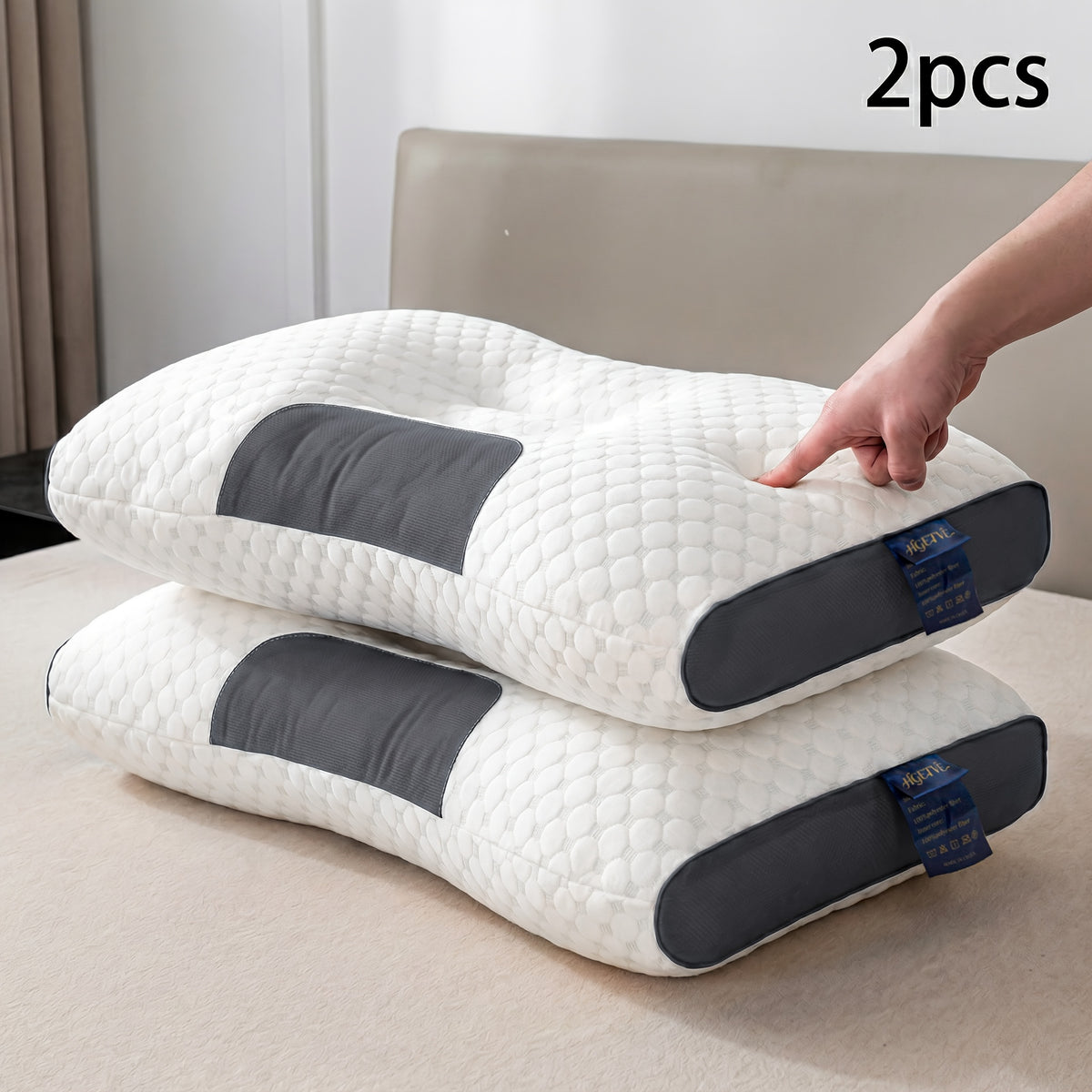 2pcs Neck Pillows, Made of Breathable Fabric That Prevents Sweatiness During Long-term Wear. Features a Removable Zippered Pillowcase, Ergonomically Designed to Fit the Neck for Comfortable Use. Effectively Relieves Shoulder and Neck Pressure