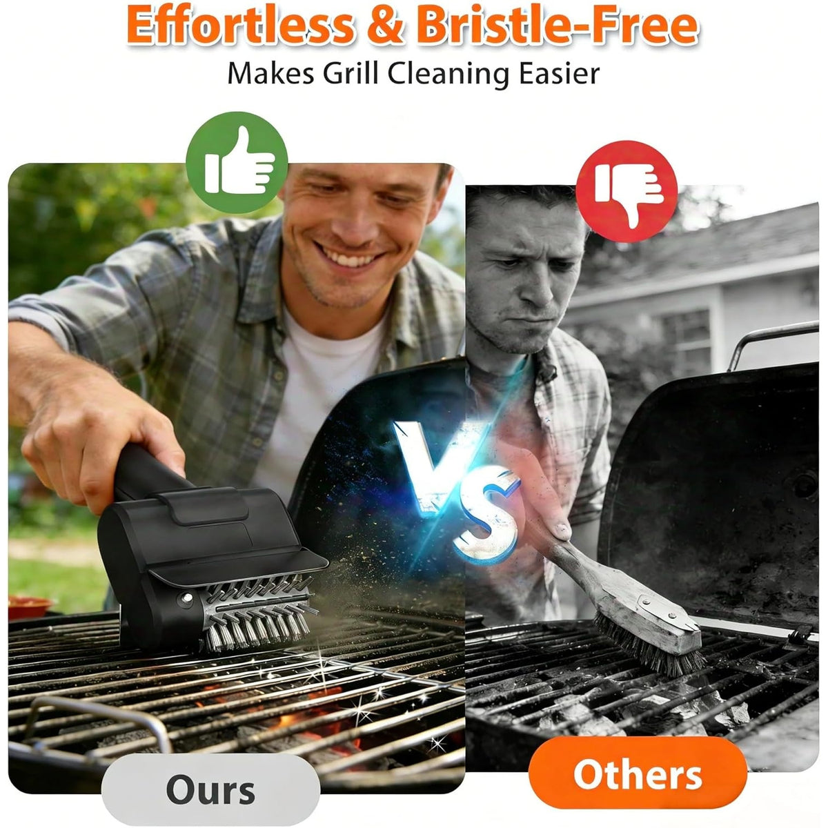 [Portable Outdoor BBQ Scrubber] Cordless Electric Grill Brush, 800 RPM Rotating Grill Cleaner, 2000Mah Rechargeable Battery, 304 Stainless Steel Bristles BBQ Cleaning Tool, Includes Replacement Brush Head And 1 Pair Gloves, Portable Outdoor Barbecue Grill