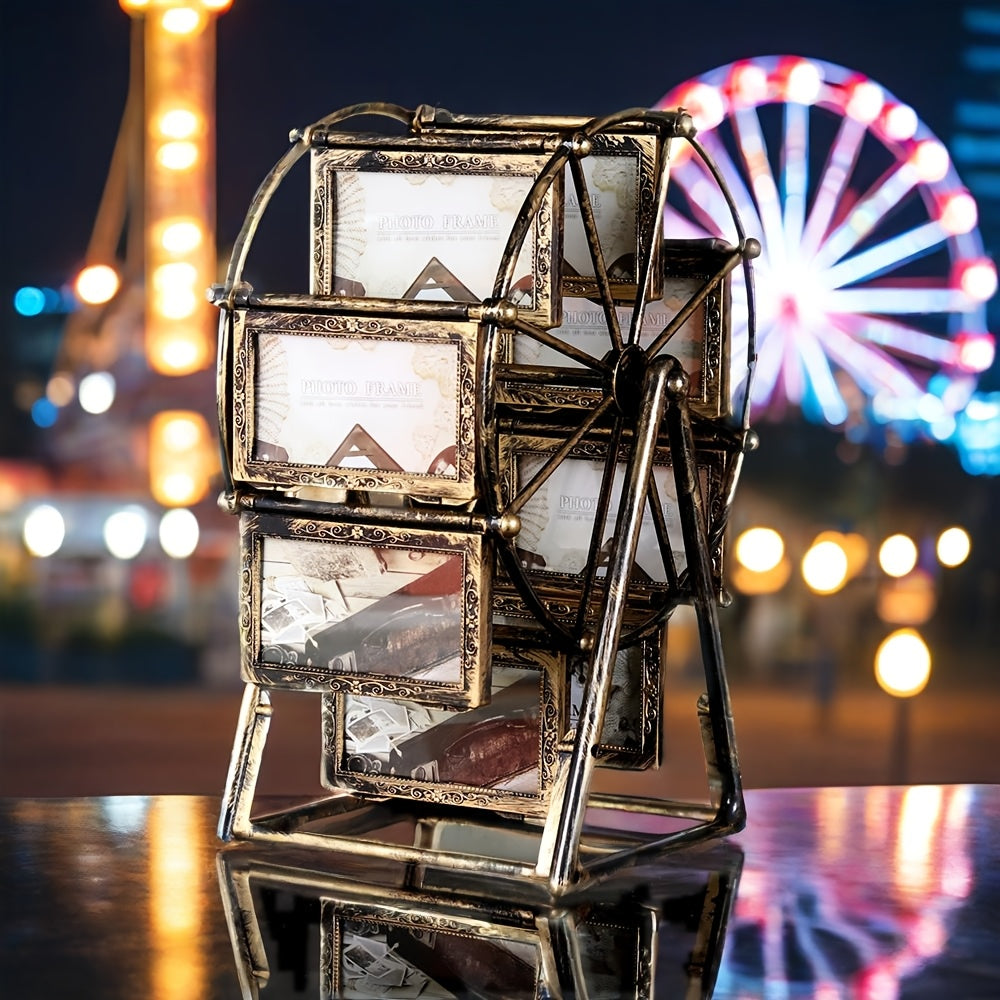 Vintage Rotating Ferris Wheel Photo Frame - 8 4-inch Photo Frames - Exquisite Living Room, Bedroom, Desk Furnishings - Perfect for Valentine'S Day, Birthday, Christmas Gifts (Frame Material ABS Plastic)