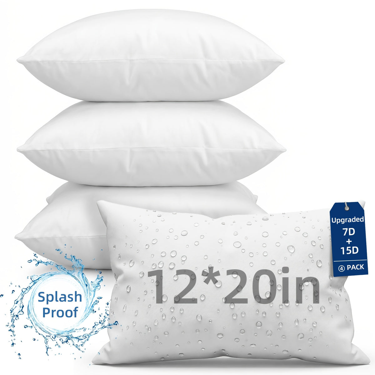 4-Pack/6-Pack 12x20/18x18/20x20 Inch Outdoor High Quality Pillow Inserts, Soft Fluffy Throw Pillows, High-Capacity Microfiber Filled Pillow Cores, Multiple Sizes for Sofa Pillows, Decorative Square Throw Pillows, Suitable for Sofas, Beds