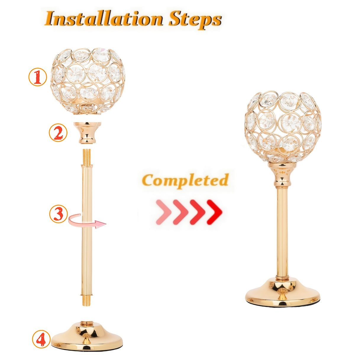 6pcs/3 Crystal Candelabra For Wedding Anniversary, Table Decoration, Candlelit Dinner Photo Props, Home & Hotel Decoration, Birthday Gifts, Ideal For Table Centering, Wedding, Catering, Party (Candles Not Included)