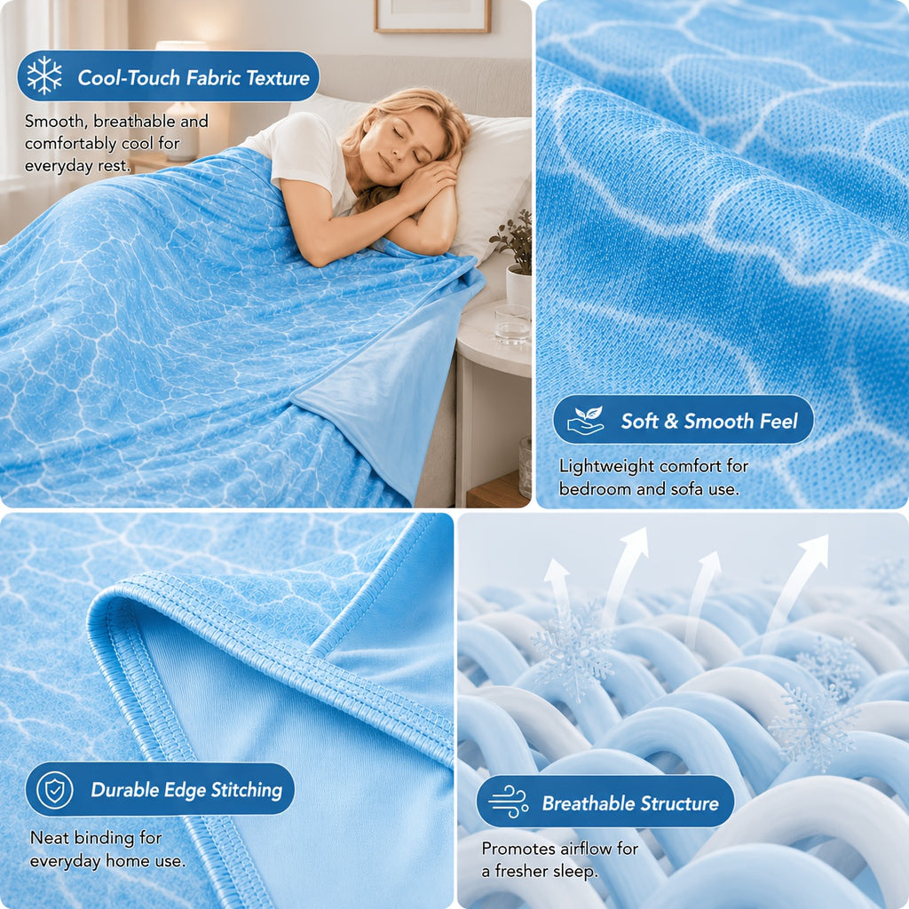 Cooling Blanket for Hot Sleepers, Lightweight Breathable Summer Blanket, Soft Cool-Touch Fabric, Machine Washable Bed & Sofa Blanket for Bedroom, Guest Room, Home Office, Travel And Everyday Indoor Use