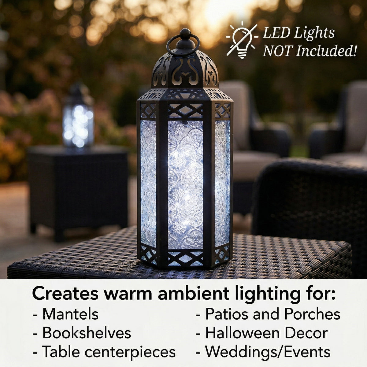 Decorative Moroccan Candle Lantern Holder, Medium, 10.5" Tall