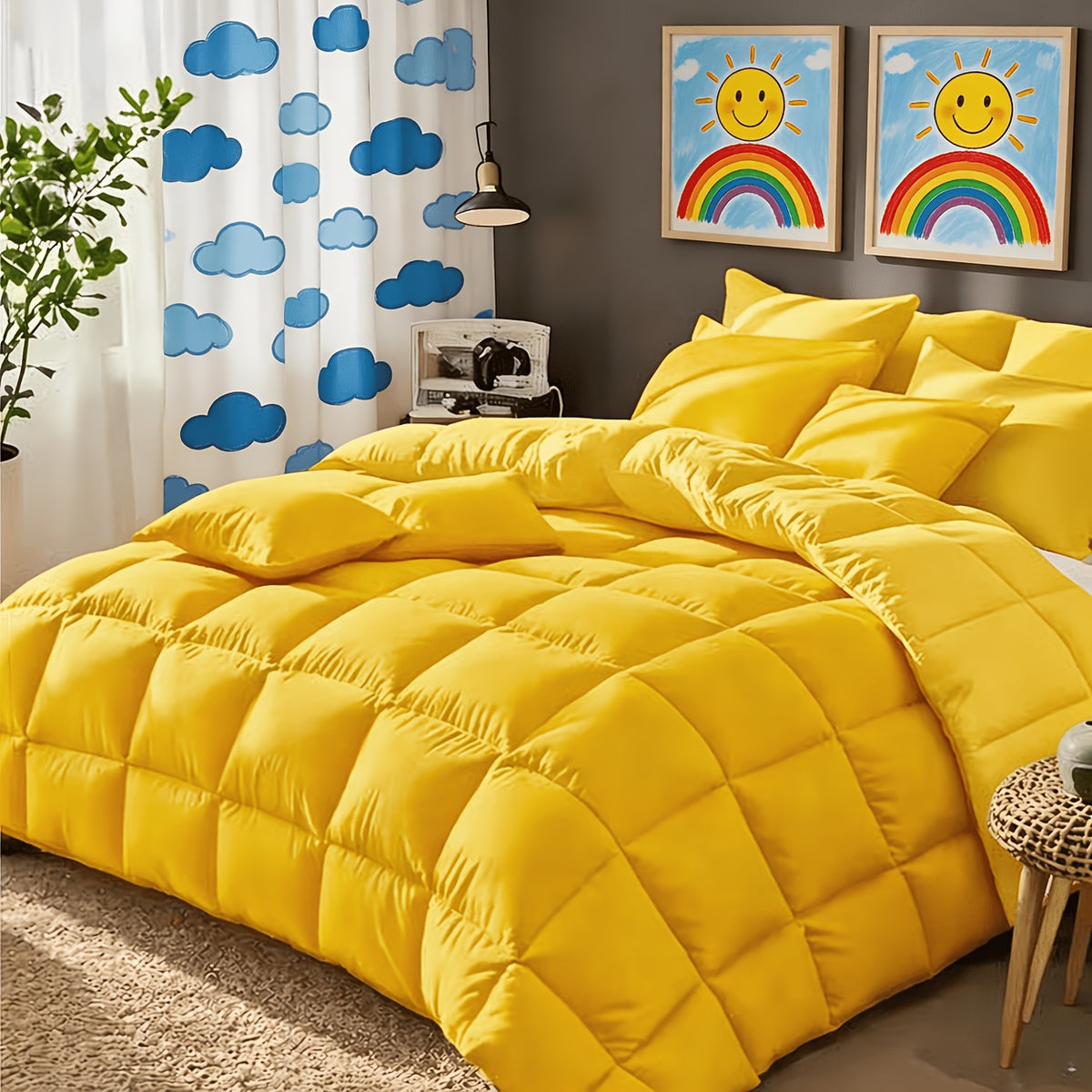 Cosybay 7pcs Luxury Color Bed Comforter Sets, Bedding Comforter Sets Queen Size, 4 Pillowcases, King Size Comforter Sets, Flat Sheet, Bedding Sheet, Quilt Set, Home Bedroom & Hotel & School & Travel & Outdoor, Valentine's Day Bed In A Bag, Kid's Bed