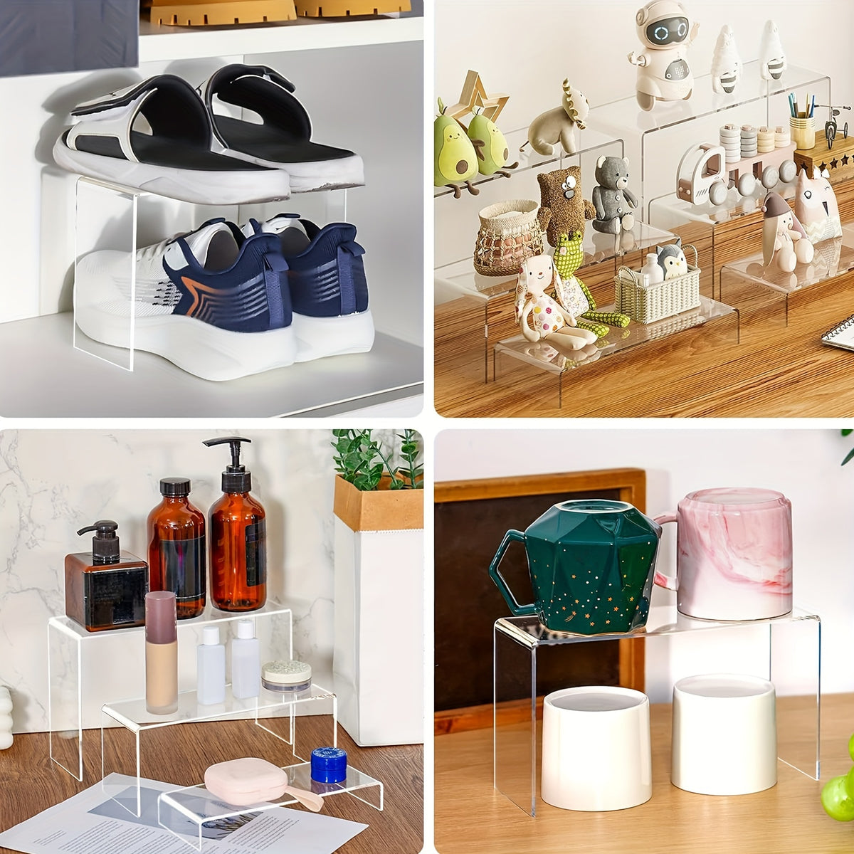 TOMNK Acrylic Risers for Display, Different Sizes Available, Clear Acrylic Riser Display Stands, Acrylic Display Risers for Show Funko Pop Figures, Cupcake, Jewelry, Perfume And More, for Halloween And Christmas