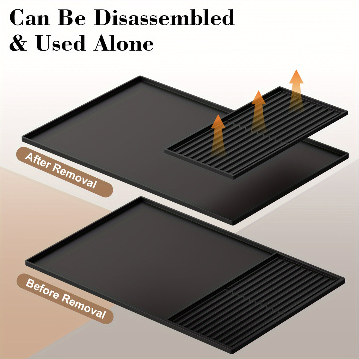 2-in-1 Silicone Coffee Mat with Raised Edges, Countertop Coffee Bar Mat, Suitable as a Coffee Bar Accessory for Under Coffee Machines and Espresso Machines, Dish Drying Mat, Black, 23.6'' X 15.7''