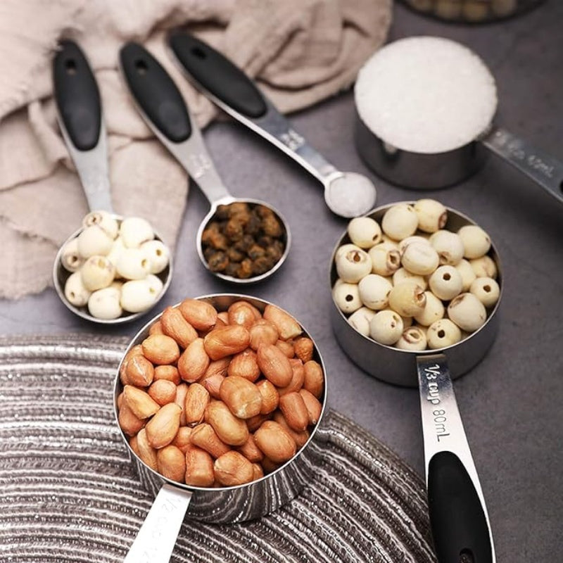 8pcs Measuring Cups/ 9pcs Measuring Spoons/ 17pcs Measuring Cups + Measuring Spoons Are Suitable For Both Dry And Liquid Ingredients - Very Suitable For Kitchen Tools, Kitchen Supplies, And Kitchen Accessories For Cooking And Baking.