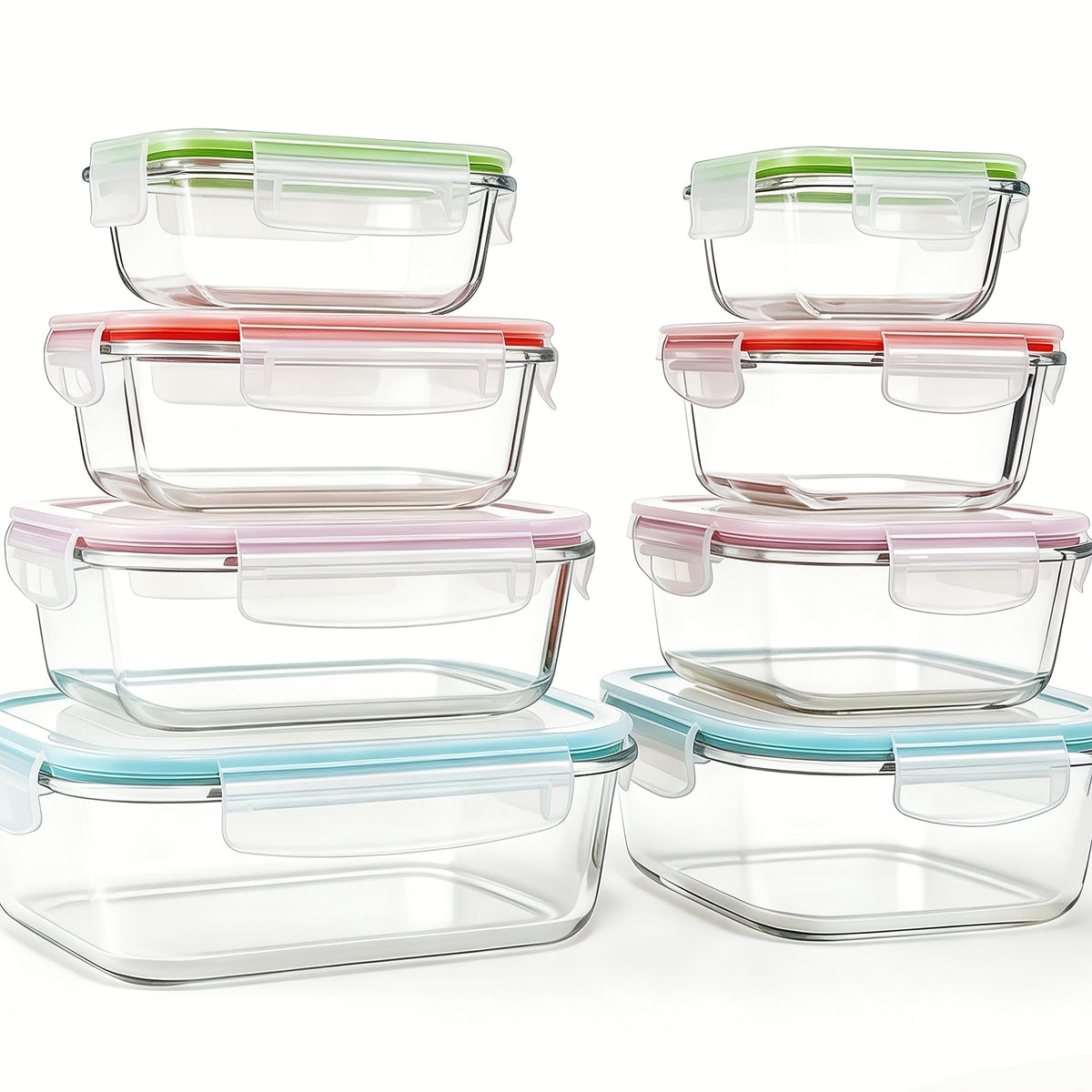 8pcs Glass Food Storage Containers, Ideal for Meal Prep And Kitchen Storage in The Pantry; Leak-Proof, Airtight Glass Lunch Boxes, Suitable for Refrigerators And Dishwashers, Perfect for Lunches at Work