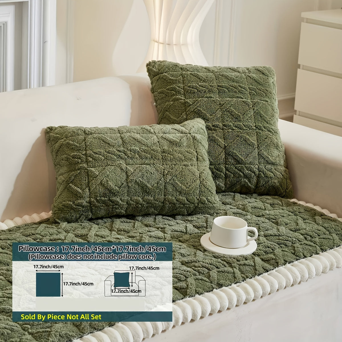 1pc Autumn And Winter Thick Bohemian Style Quilted Sofa Cover with Ruffles, Made Of One-piece Plush Fabric, Machine Washable, Suitable for Anti Slip Protection Of Pets, And Suitable for Decorating Armchairs to 4-seater Segmented Sofas
