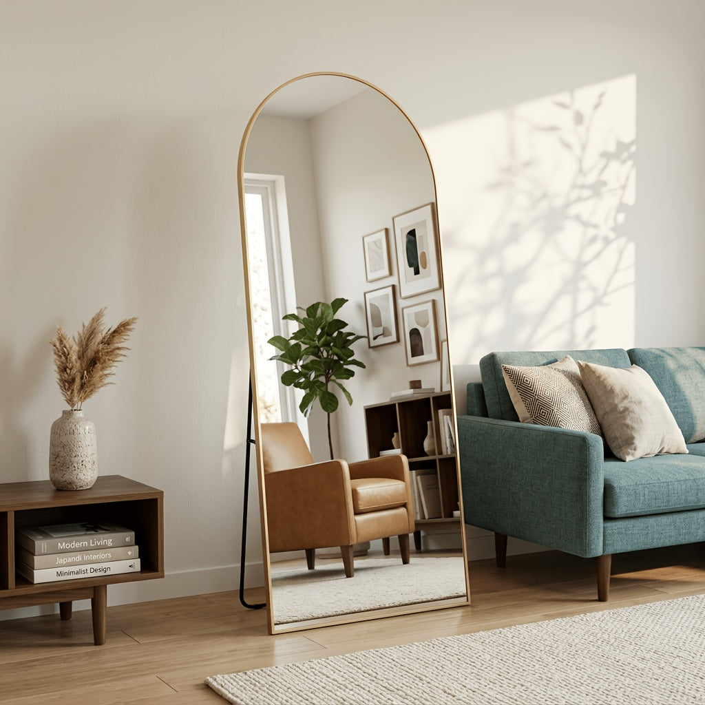 Full Length Floor Mirror, Shatterproof Tempered Glass & Metal Frame, Free Standing or Leaning Dressing Mirror, Circle Vanity Mirrors in Various Sizes Suitable for Home Decor, Bathroom Bedroom Living Room Entryway, Hanging or Leaning