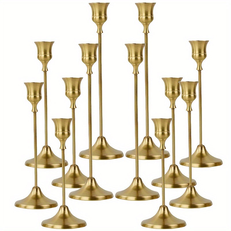 12pcs/6pcs Metal Bell Candlestick, Christmas, Halloween Table Decoration, Candlelight Dinner Photo Props, Anniversary Wedding Decoration, Home Hotel Decoration, Birthday Gift, Suitable for Table Center Decoration, Wedding, Catering, Party (Without Candle)